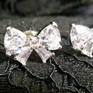 NWT Bella Luce Diamond Simulant Rhodium over 925 Silver Bow Earrings 5.19ctw